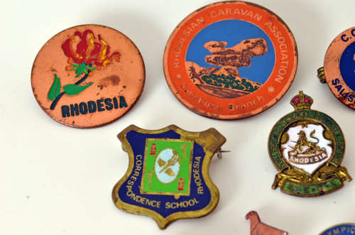 Rare Northern Rhodesia Olympic and Empire Games NOC badge plus selection of Rhodesian pin badges