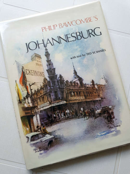 Philip Bawcombes Johannesburg  large book with vintage watercolour images of classic Johannesburg
