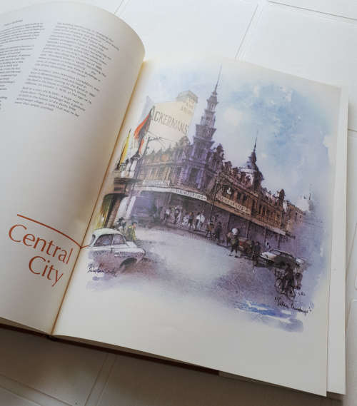 Philip Bawcombes Johannesburg  large book with vintage watercolour images of classic Johannesburg