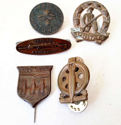 SA Military badges 2 x Tiffy badges Unitas Commando Badge, WWII S.A.W.A.S badge, Pass the Ammunition