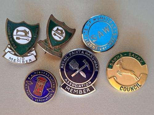 South African  (Union) and Member vintage pin badges - Job Lot of 6 badges