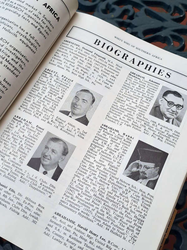 Who`s Who of Southern Africa 1962 Hardcover. Large book with 1084 pages