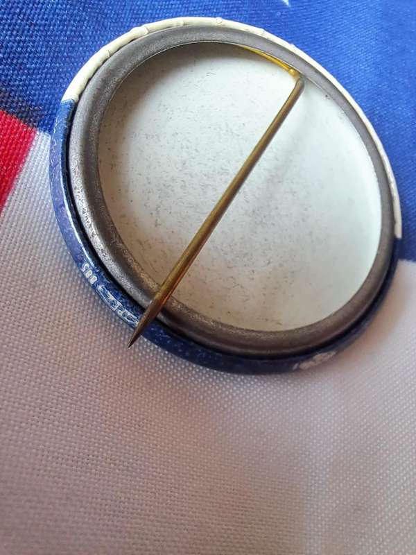 Stars and Stripes flag (Star Spangled Banner) USA and John F. Kennedy for President Campaign badge