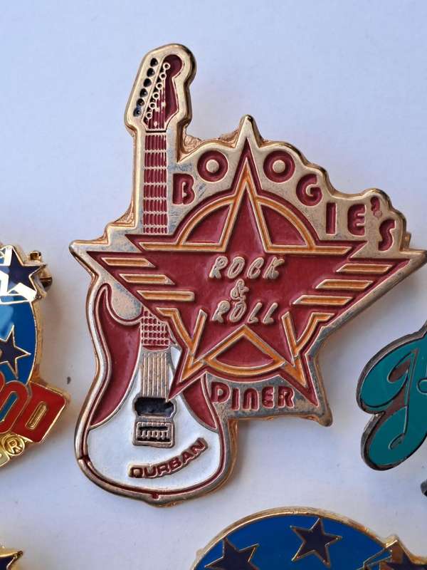 Planet Hollywood 7 Vintage Pin badges 1990s. The restaurant was founded in New York City in 1999
