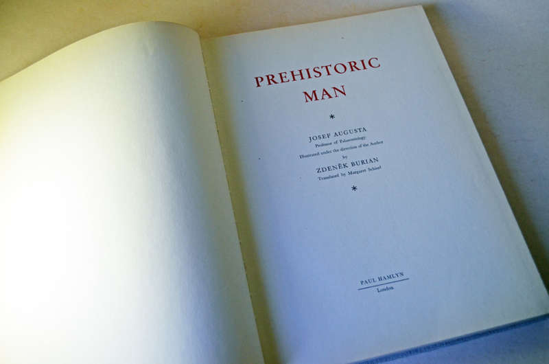 Prehistoric large hardcover rare books: Prehistoric Animals and Prehistoric Man by Josef Augusta.