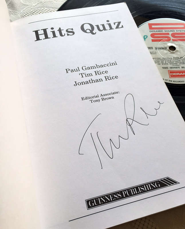 The Guinness Hits Quiz Paperback 232mm x 146mm (1990) Signed by Tim Rice (see photos)