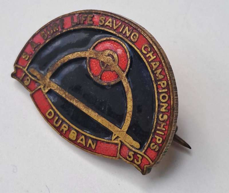 South African Surf Life Saving Championships pin badges 1953/1966 Durban. S.A. Life Saving Society