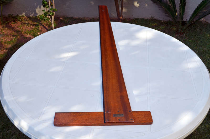 Vintage antique large draughtsmans architect T-square made from mahogany and ebony (1940s)
