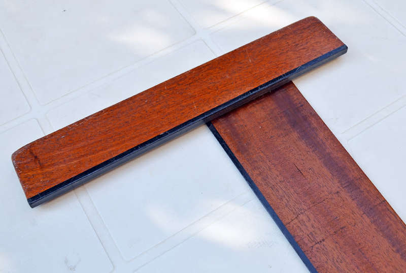 Vintage antique large draughtsmans architect T-square made from mahogany and ebony (1940s)