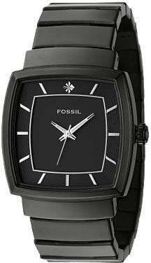 *BRAND NEW* Fossil Men's Black IP Watch Square Dial with Genuine Diamond FS4449 *STUNNING TIMEPIECE*