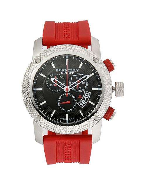 **BRAND NEW** Burberry Sport Red Silicone Chronograph W/ Box Papers *R5600*