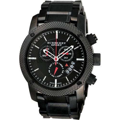 **WOW**Burberry Mens All Black Chronograph W/ Box Papers etc**
