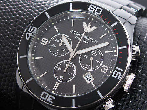 **AWESOME WATCH**Emporio Armani Mens Sport Chrono Black Ceramic **