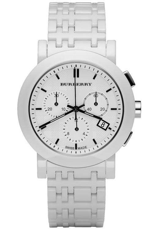 GORGEOUS WATCH*Burberry CERAMIC UNISEX Chronograph W/ Box Papers etc**R6299**
