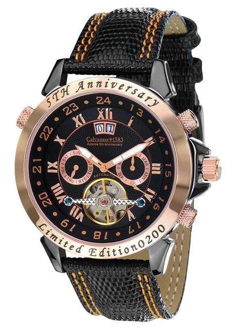 *RARE WATCH*1 OF 3000 PRODUCED WORLDWIDE*Calvaneo 1583 Astonia BLACKNIGHT ROSEGOLD*