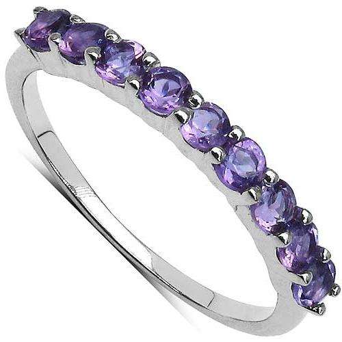 *IN STOCK*Genuine Amethyst 0.70CT .925 Sterling Silver 9 Stone Ring**GORGEOUS**US SIZE 7