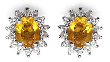 *IN STOCK*Genuine Citrine & White Topaz 0.98CTW 925 Sterling Silver Flower Shape Earrings