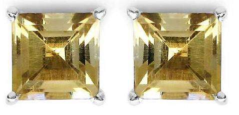 *IN STOCK*Genuine Citrine 2.10CTW 6.00mm Square Shape .925 Sterling Silver Earrings