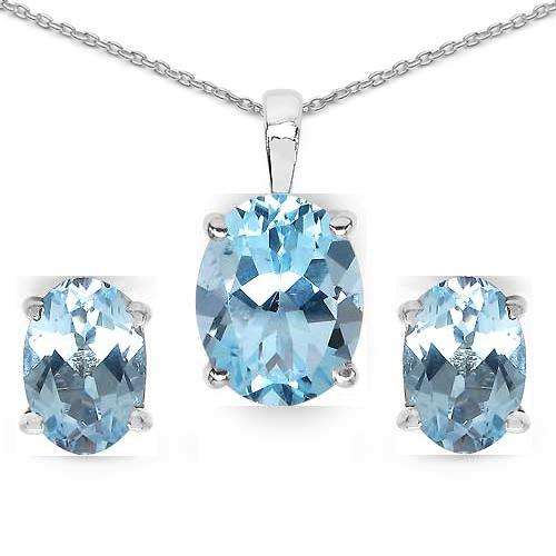 Genuine Topaz 4.50CT Pendant & Earing Set 925 Sterling Silver Oval Shape*CERTIFICATE*