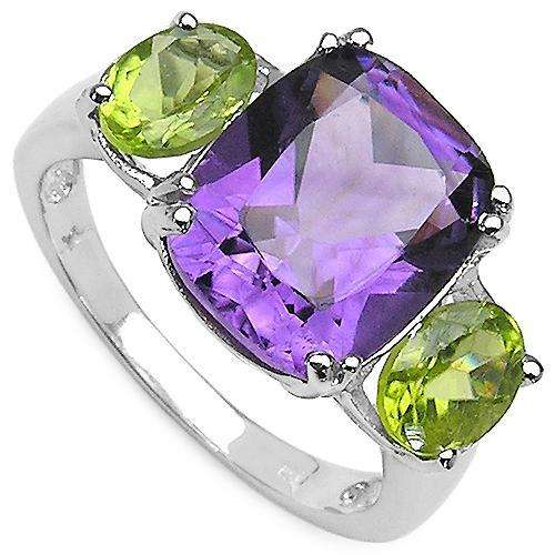 *IN STOCK*5.50CT Genuine Amethyst & Peridot 925 Sterling Silver Ring*Value R2990*US SIZE 6 or 8 left