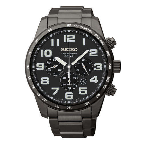 **Seiko Core SOLAR POWERED NO BATTERY IP BLACK**Box, Certificate, 2 Year Guarantee*100% ORIGINAL*