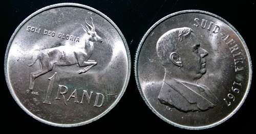## 2 x 1967 South Africa Afrikaans Silver R1 ## Bid per Coin for Both