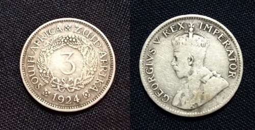 ## 1924 South Africa Silver 3D/Tickey ##