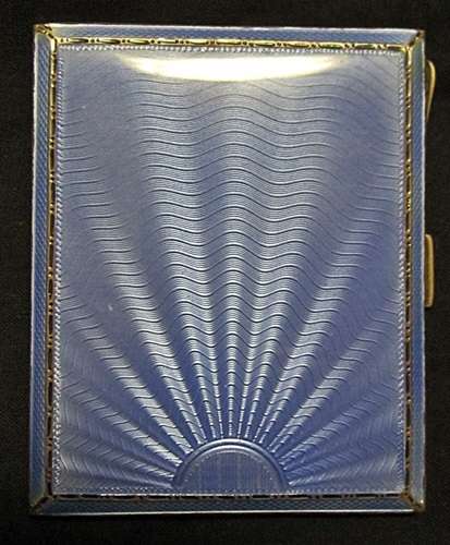 # Suspected Cigarette Box - Hallmarked Silver with Blue Enamelling ** +/-80mm x 66mm x 8mm = 87.1g #
