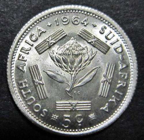 ## 1964 South Africa Silver 5 Cent ##