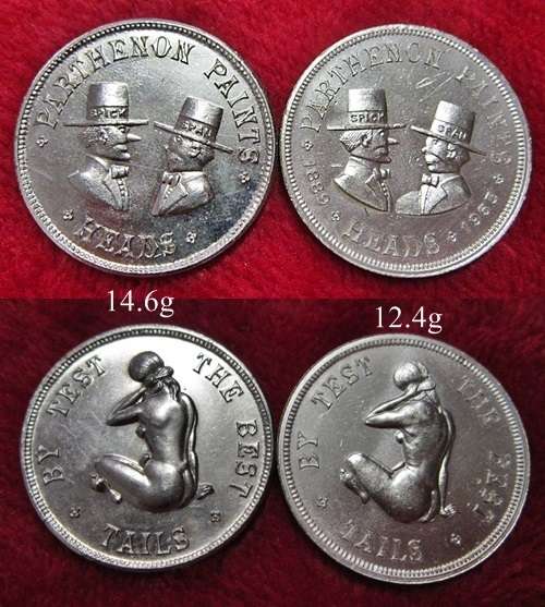 ## Spick & Span Parthenon Paints Advertising Tokens * 2 Different Variations See pics for weights ##