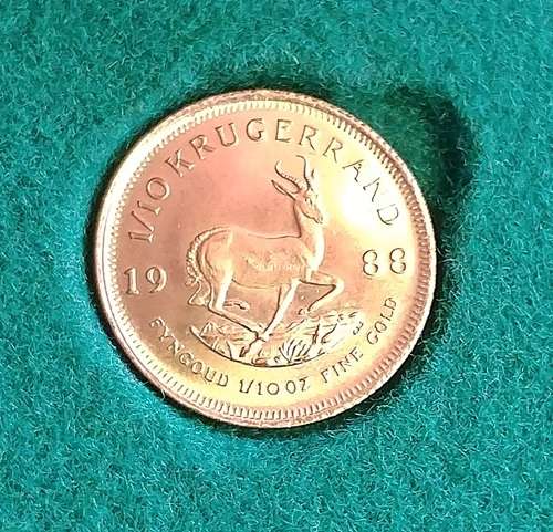 ## Nedbank 100 1988 1/10th Oz Kruger Rand in Green Nedbank Box ##