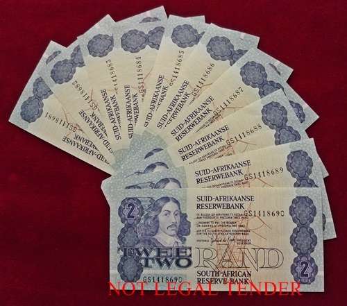 ## 10 x G.P.C. de Kock R2 Notes in Sequence GS1418681-690 ** Bid per Note for the LOT ##