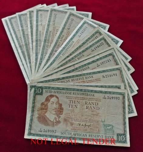 ## 15 x Various Issues R10 Notes (T.W. de Jongh) ** Bid per Note for the LOT ##