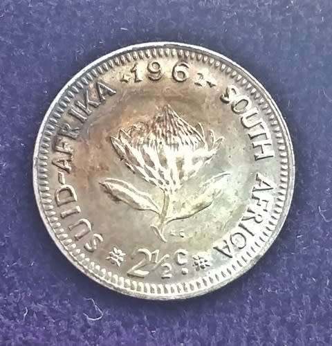 ## UNC 1961 South Africa Silver 2 1/2 Cent ##