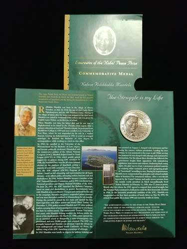 ## Nelson Mandela Mint of Norway Silver Medallion ** Robben Island in Green Folder ##