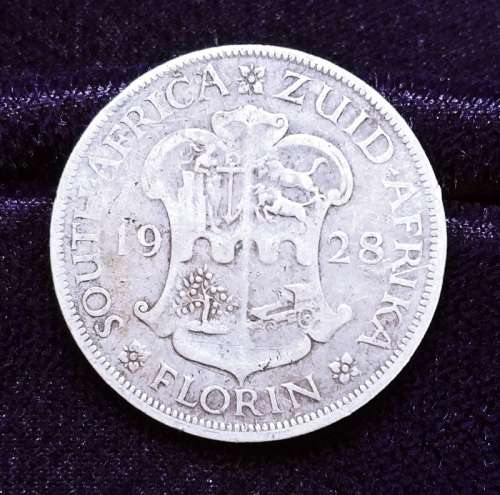 ## 1928 South Africa SIlver Florin/2 Shillings ##