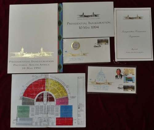 ## Stunning Mandela Inauguration Collection! FDC's with Program and Menu and Layout with Notes ##