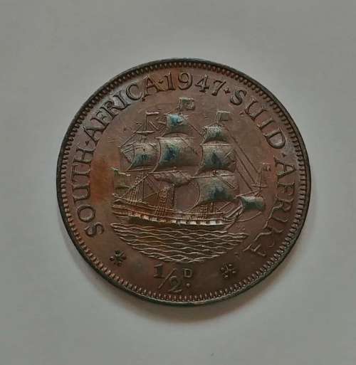 ## 1947 South Africa 1/2 Penny ##