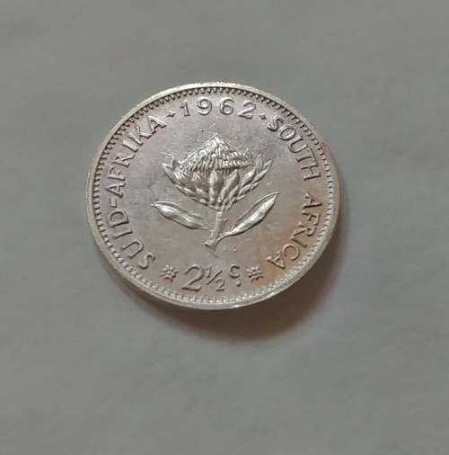 ## Beautiful Key Date 1962 South Africa Silver 2 1/2 Cent ##