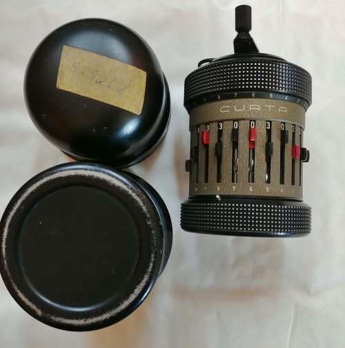 ## Curta Type II by Contina Ltd Mauren Calculator No. 525262 in Original Metal Container ##