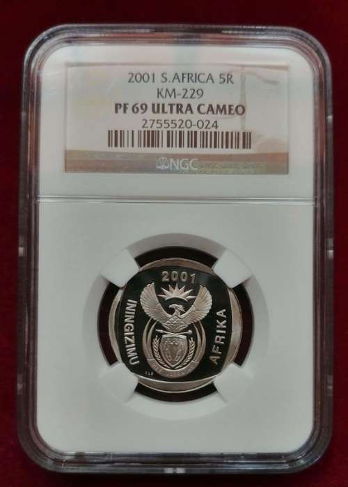 ## NGC Finest Known - Low Mintage 2001CW South Africa R5 PF69 Cameo - Coin World ##