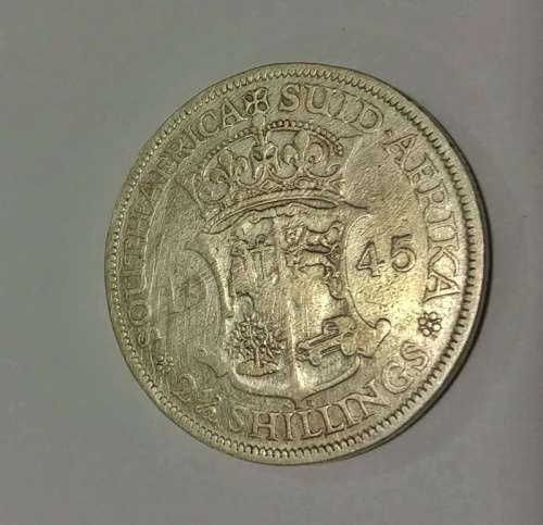 ## Scarcish 1945 South Africa Silver 2 1/2 Shillings ##
