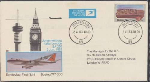SAA FLIGHT  FIRST DAY COVER NO 38