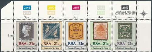 RSA  1990 - NATIONAL STAMP DAY  SET  OF  CONTROL BLOCKS  FINE  MINT