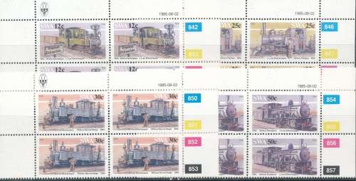 SWA  1985 -  RAILWAY LOCOMOTIVES SET OF CONTROL BLOCKS  FINE MINT