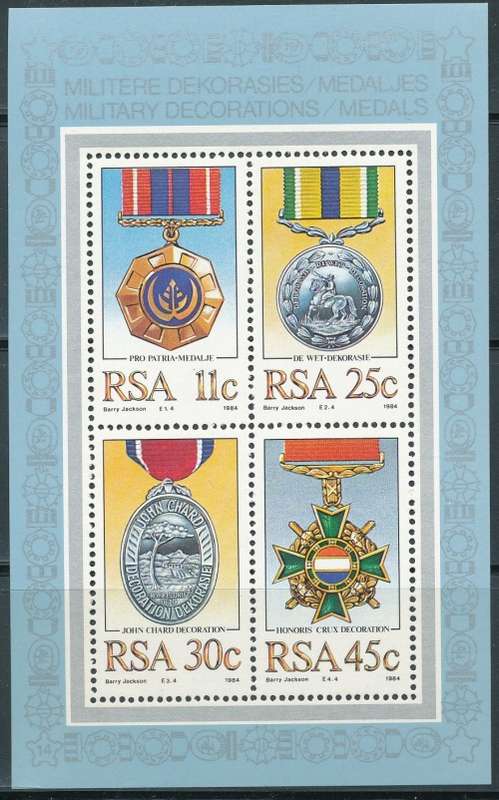 RSA  1984 - MILITARY DECORATIONS  MINI-SHEET  FINE  MINT