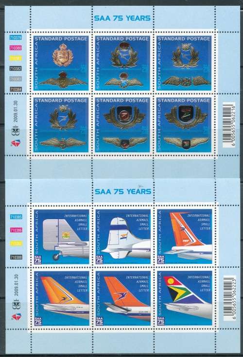 RSA  2009 -  SAA 75 YRS FULL SHEETS  FINE MINT