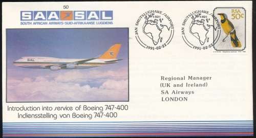 SAA FLIGHT  FIRST DAY COVER NO 50