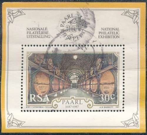 RSA  1987 -  ANNIV OF PAARL  MINI-SHEET POSTALLY USED