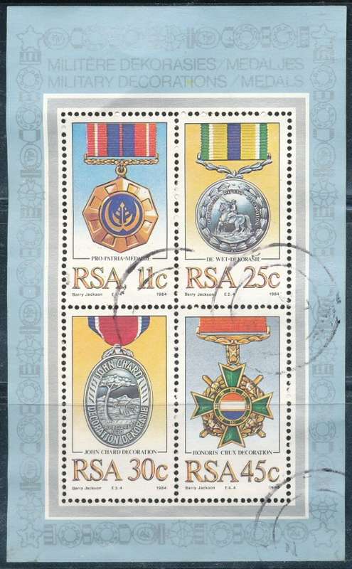 RSA  1984 -  MILITARY DECORATIONS  MINI-SHEET POSTALLY USED